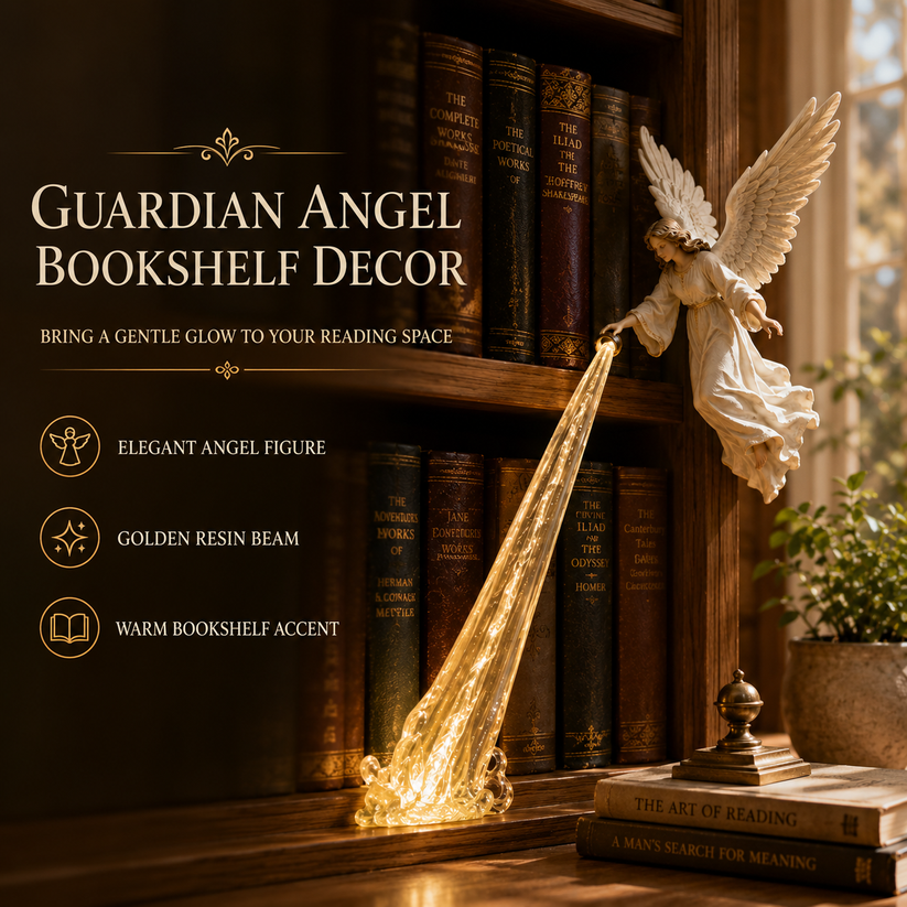 Guardian Angel Bookshelf Light – Elegant Angel Shelf Decor with Warm Glow