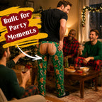 Funny Christmas Men's Pajama Pants – Holiday Party Lounge Pants with Gingerbread Man & Santa Print