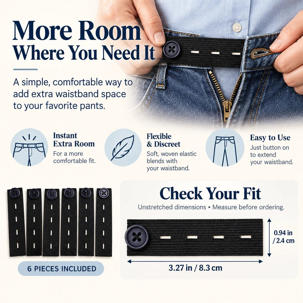 👖 Elastic Waistband Extender Buttons – Adjustable Comfort, 6-Piece Set