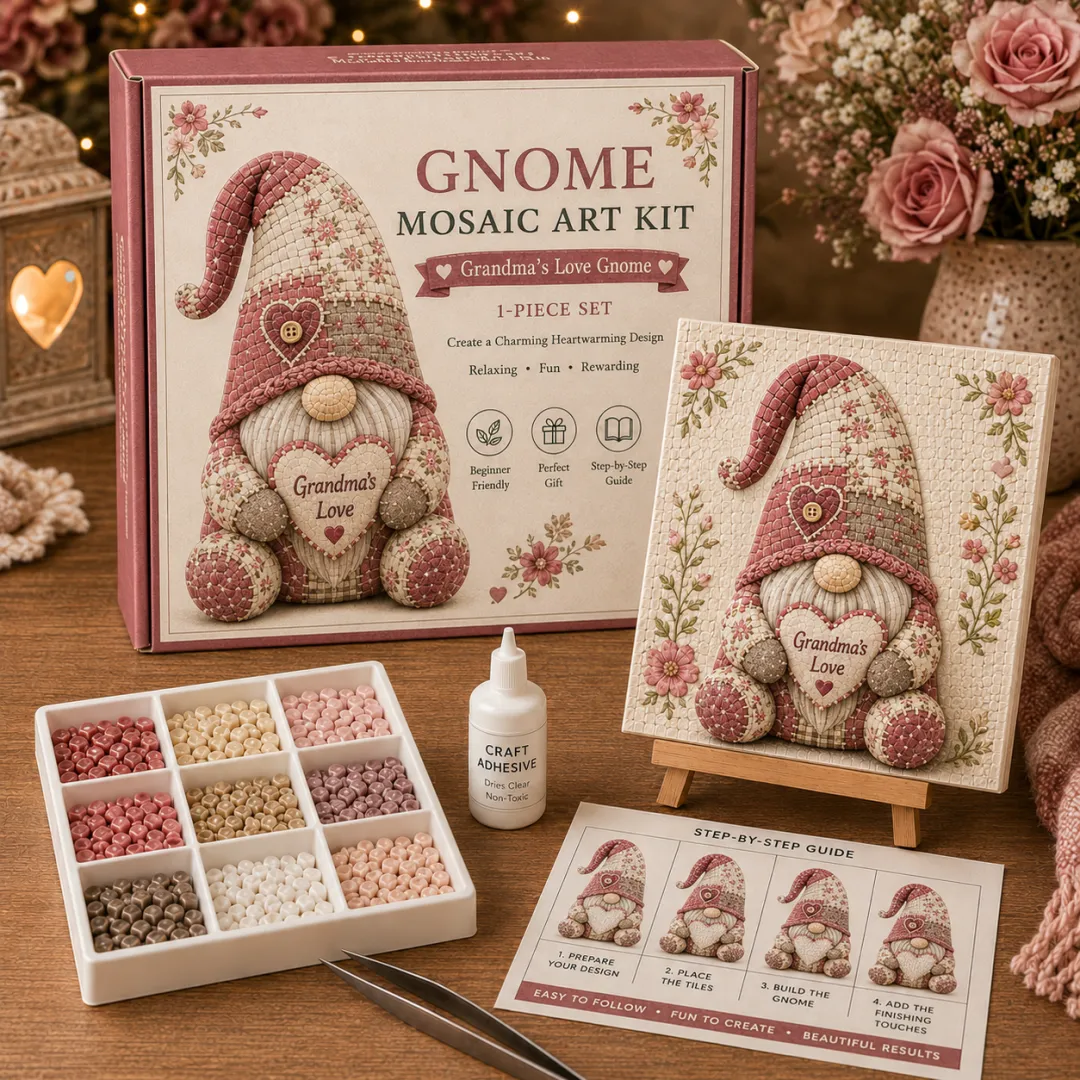 🧩✨ Gnome Mosaic Art Kit – Create Your Own Handmade Garden Gnome Decoration
