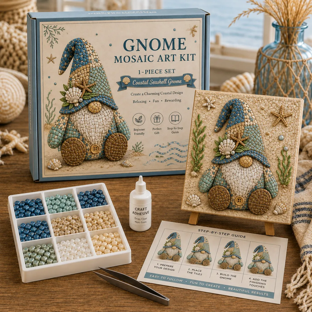🧩✨ Gnome Mosaic Art Kit – Create Your Own Handmade Garden Gnome Decoration