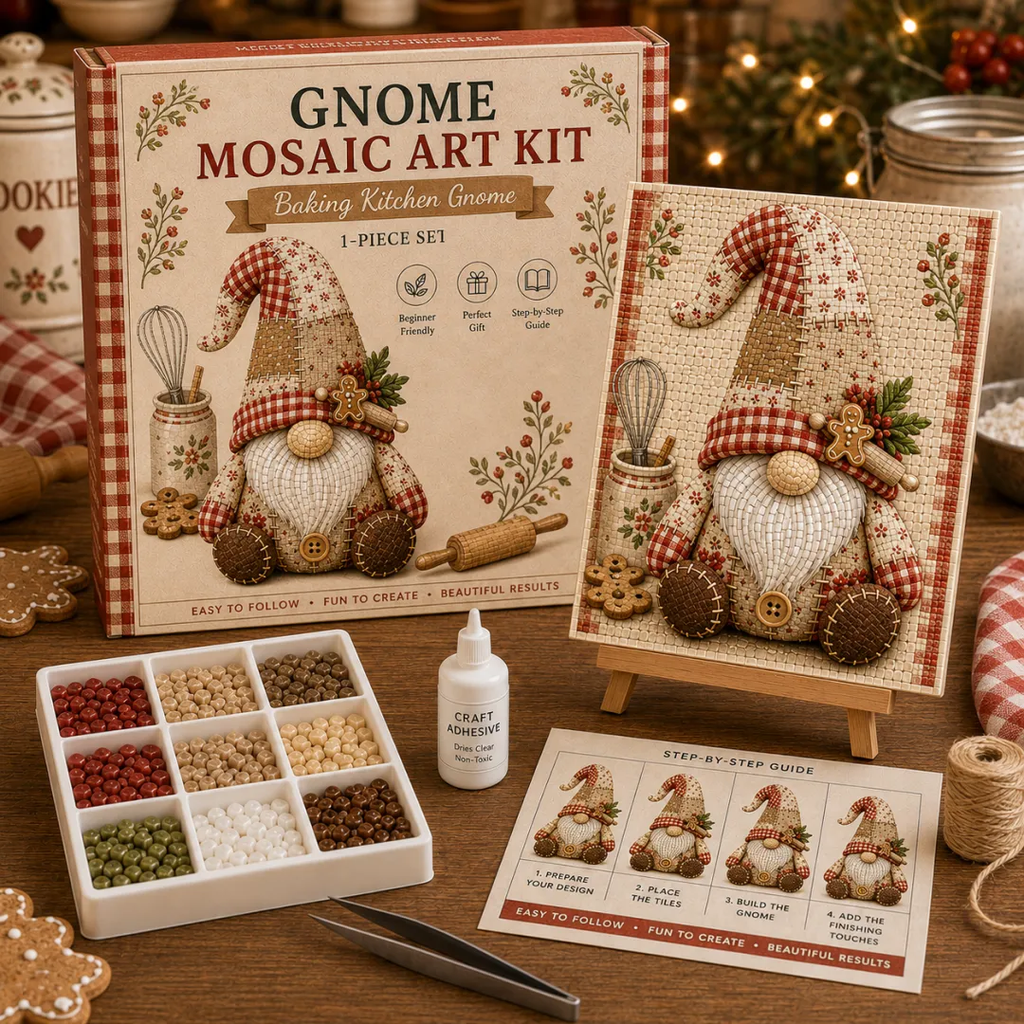 🧩✨ Gnome Mosaic Art Kit – Create Your Own Handmade Garden Gnome Decoration