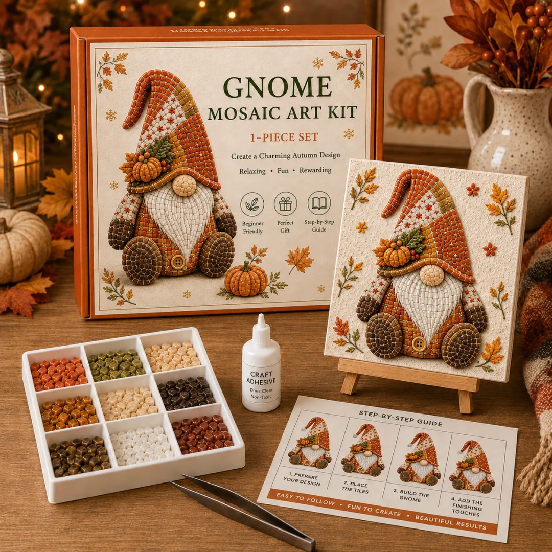 🧩✨ Gnome Mosaic Art Kit – Create Your Own Handmade Garden Gnome Decoration