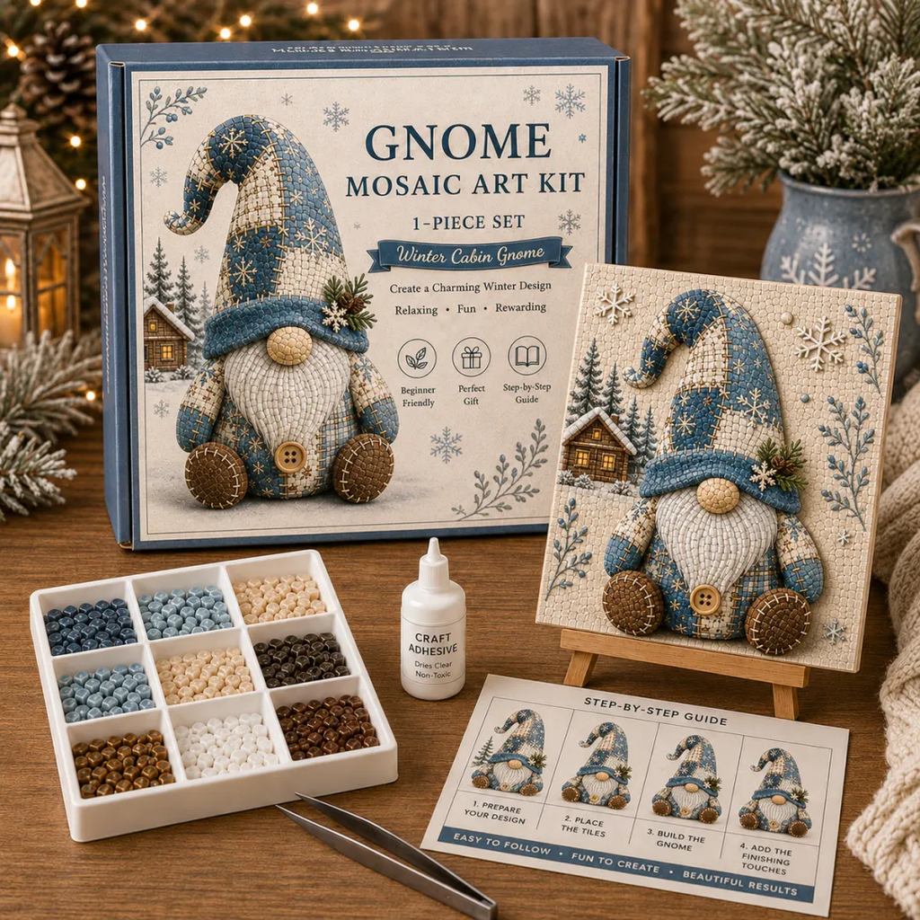 🧩✨ Gnome Mosaic Art Kit – Create Your Own Handmade Garden Gnome Decoration