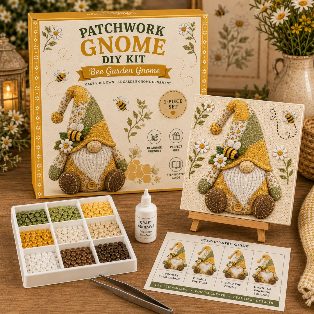 🧩✨ Gnome Mosaic Art Kit – Create Your Own Handmade Garden Gnome Decoration