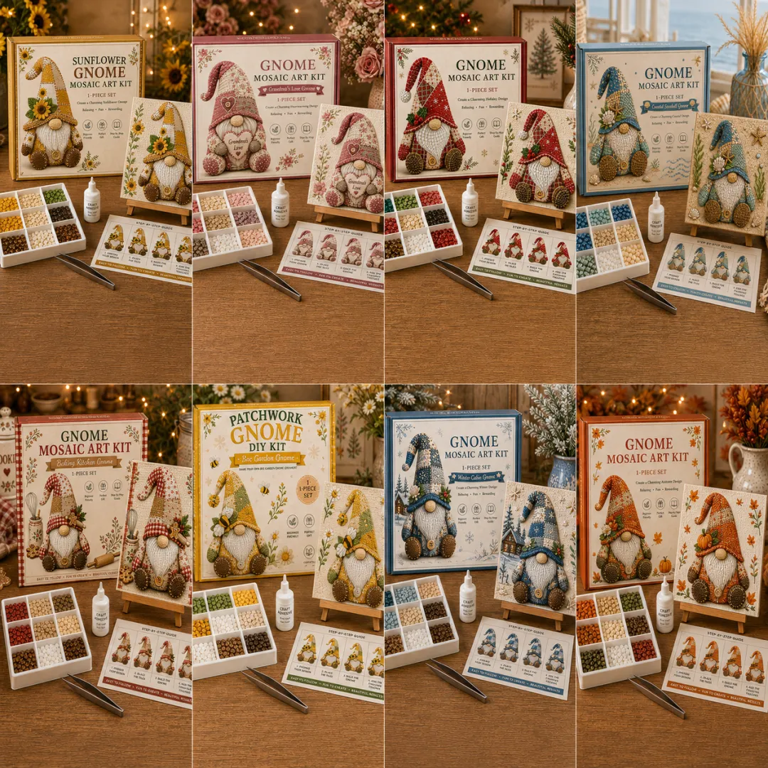 🧩✨ Gnome Mosaic Art Kit – Create Your Own Handmade Garden Gnome Decoration