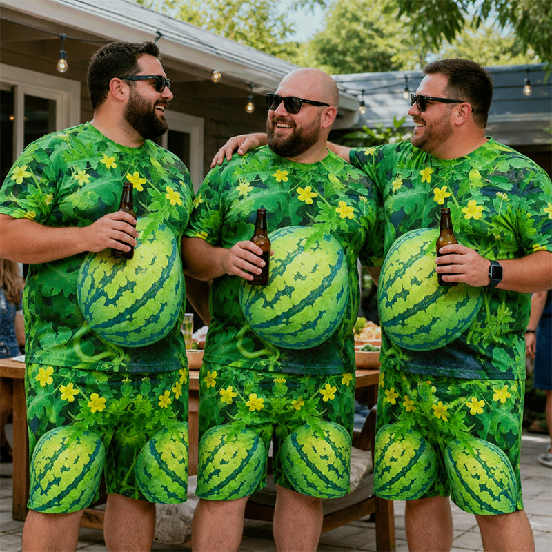 🍉 Watermelon Print Summer T-Shirt & Shorts Set | Fun Holiday Outfit