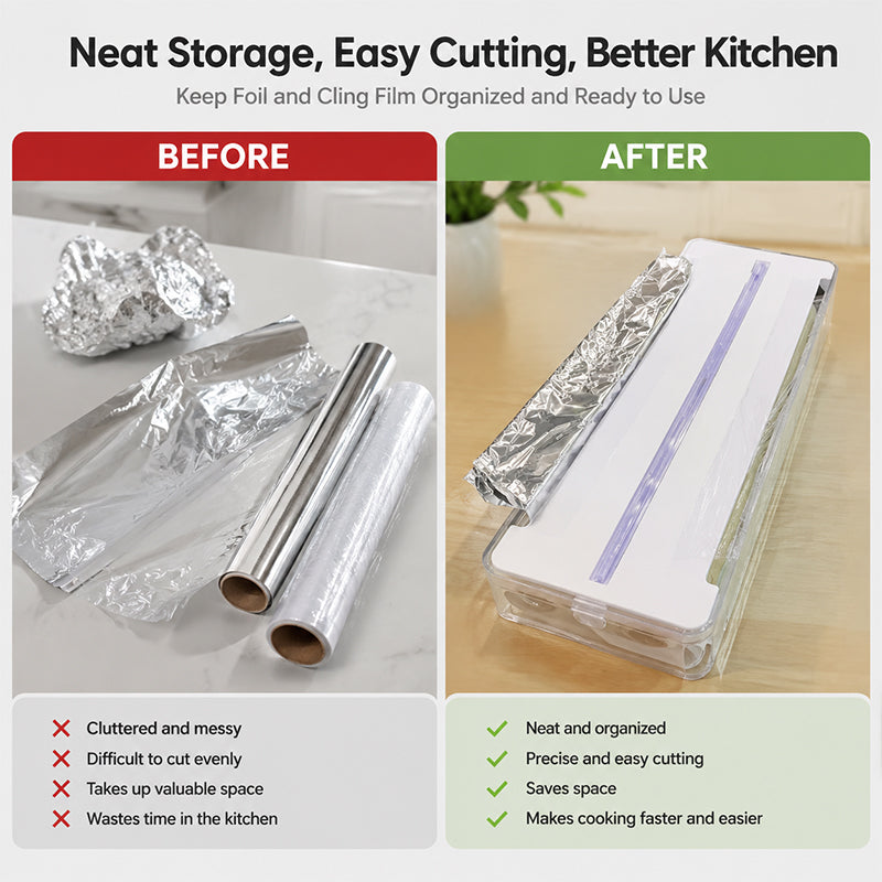 ✨ 2-in-1 Foil & Cling Film Dispenser – Keep Your Kitchen Tidy & Organised