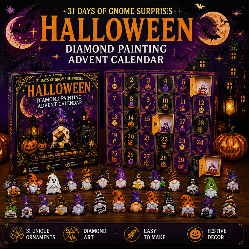 🎃✨ 31 Days of Gnome Surprises Halloween Diamond Painting Advent Calendar