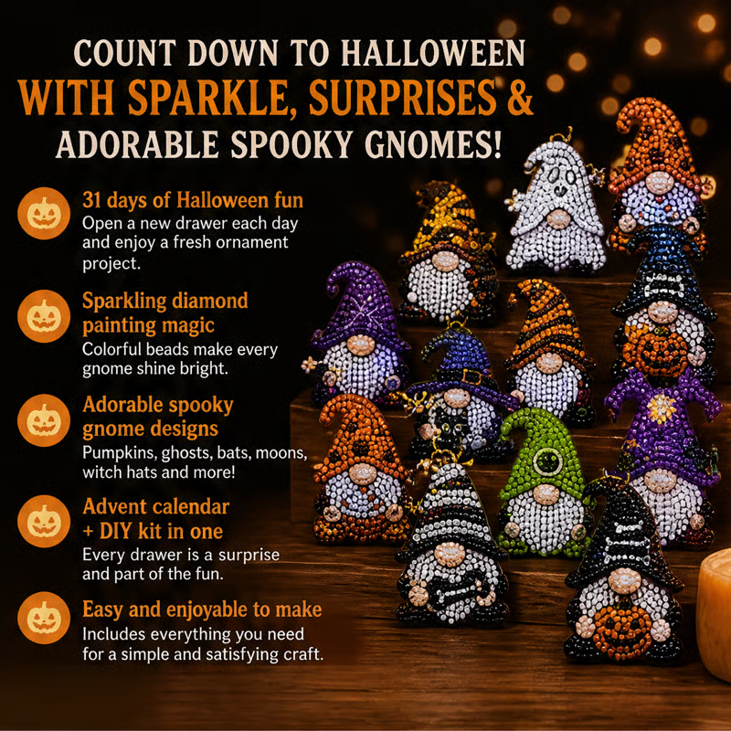 🎃✨ 31 Days of Gnome Surprises Halloween Diamond Painting Advent Calendar