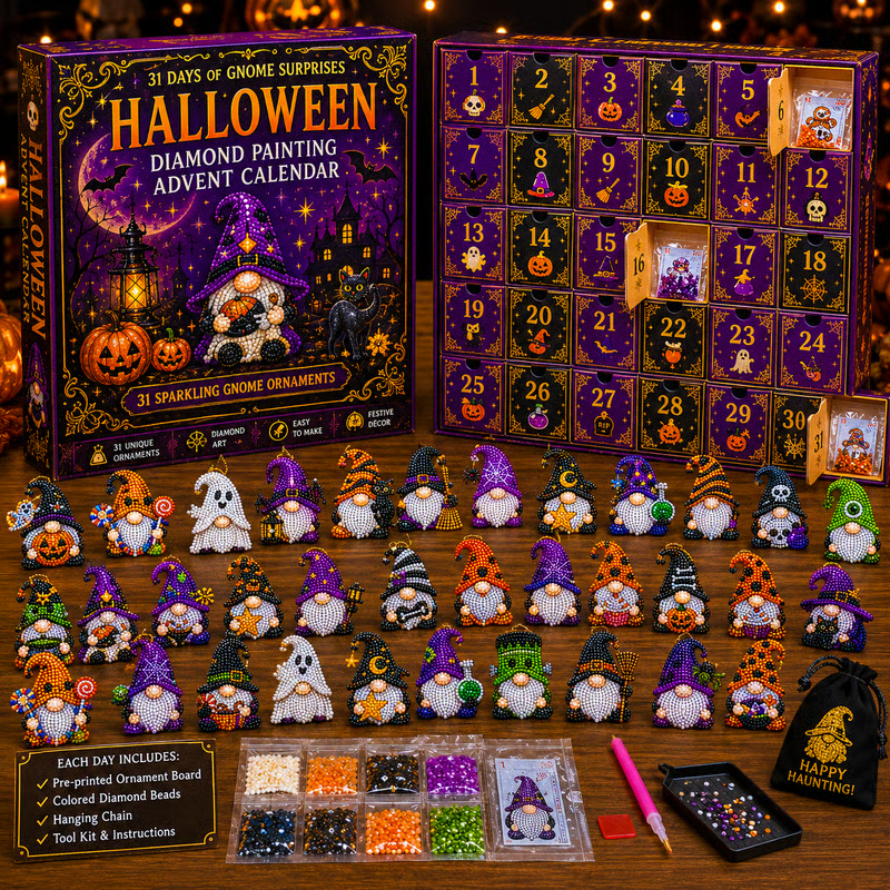 🎃✨ 31 Days of Gnome Surprises Halloween Diamond Painting Advent Calendar