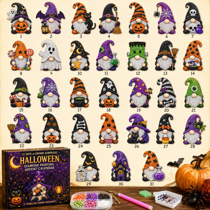 🎃✨ 31 Days of Gnome Surprises Halloween Diamond Painting Advent Calendar