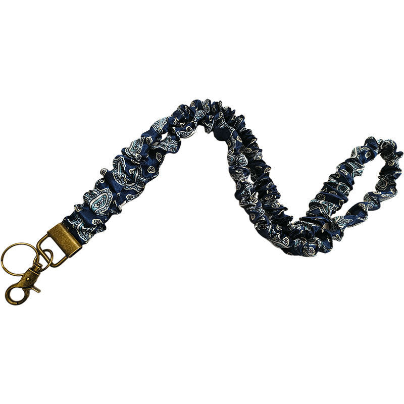 ✨Handmade Pleated Fabric Phone Lanyard with Metal Clasp - Long Neck Strap & Decorative Chain