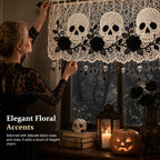💀 Spooky Elegance Skull  Valance Curtain 🌹