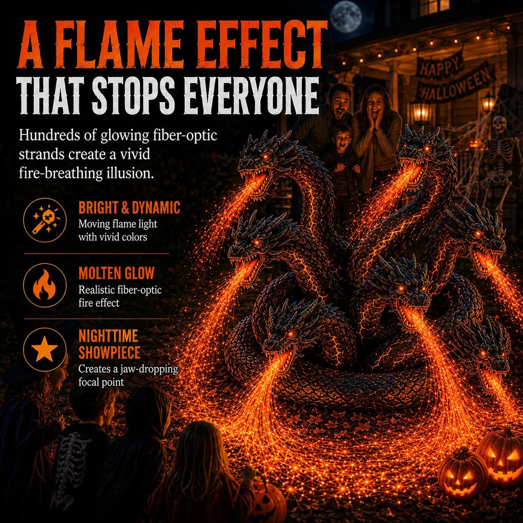 🔥🎃 Fire-Breathing Orochi Solar Garden Light – Epic Multi-Headed Dragon Halloween Decor