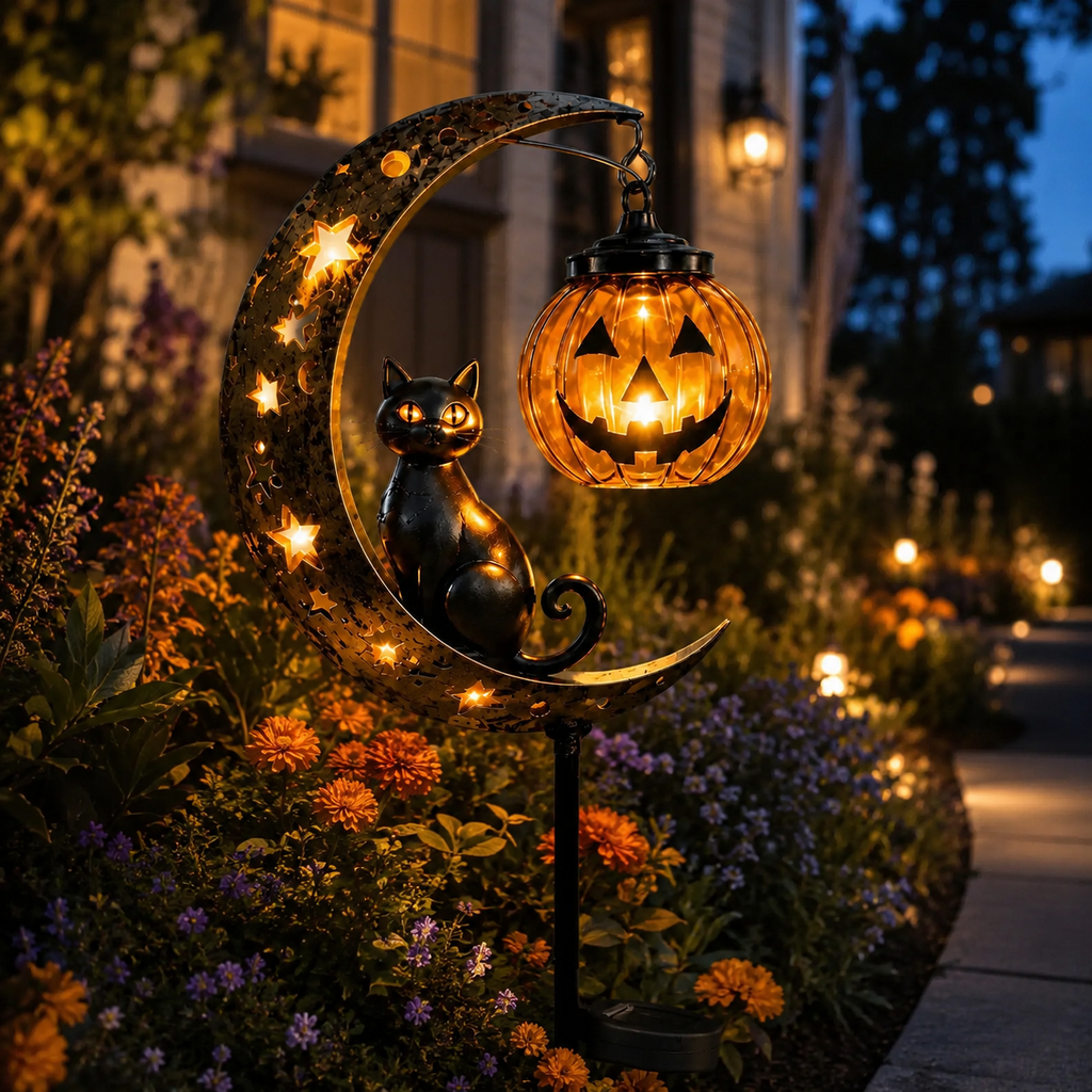🎃 Pumpkin Moon Solar Garden Light – Halloween & Autumn Outdoor Decoration