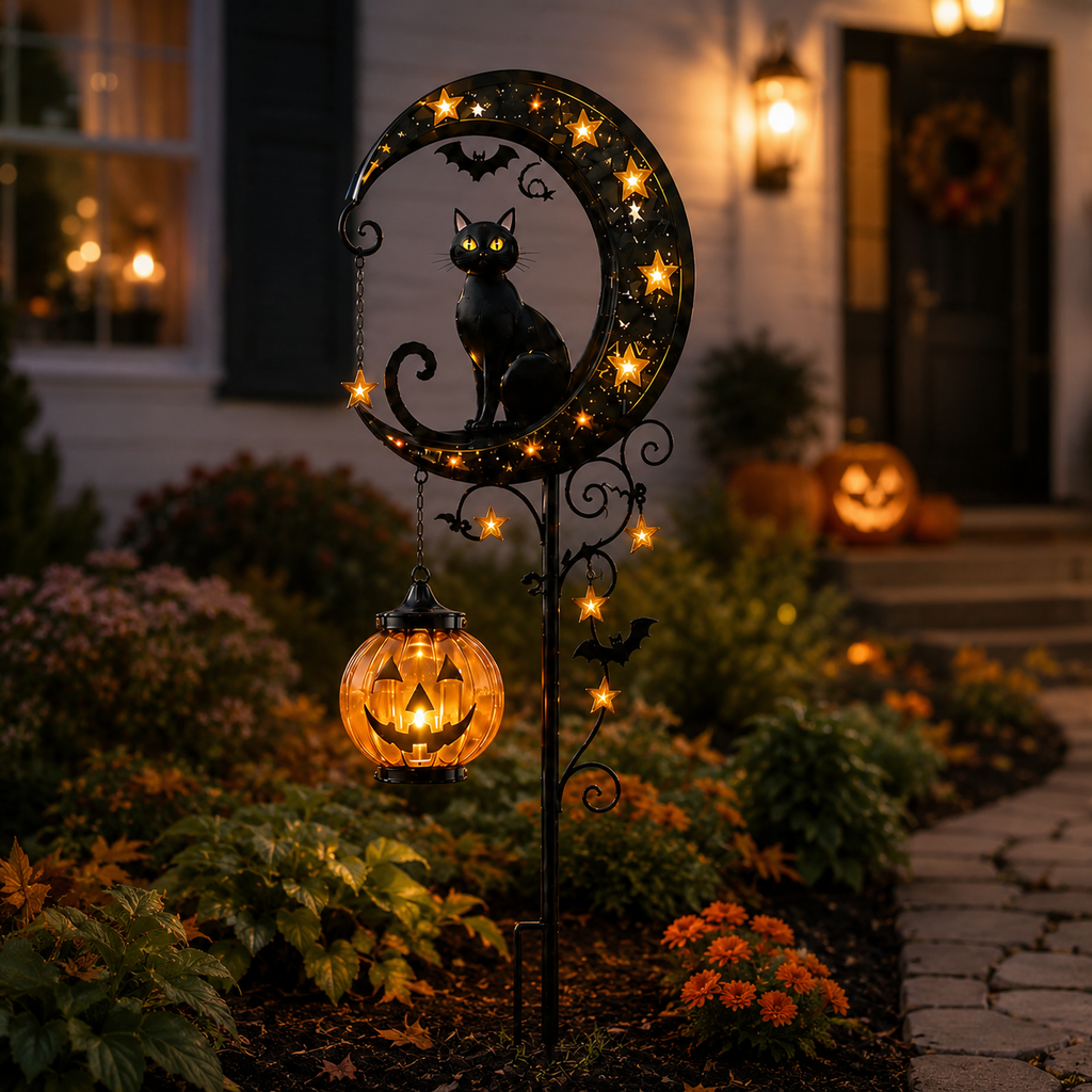 🎃 Pumpkin Moon Solar Garden Light – Halloween & Autumn Outdoor Decoration