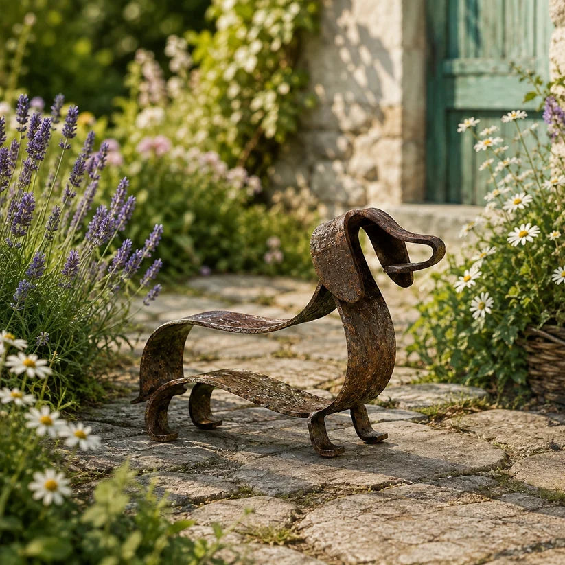 Rustic Dachshund Metal Garden Sculpture | Sausage Dog Ornament