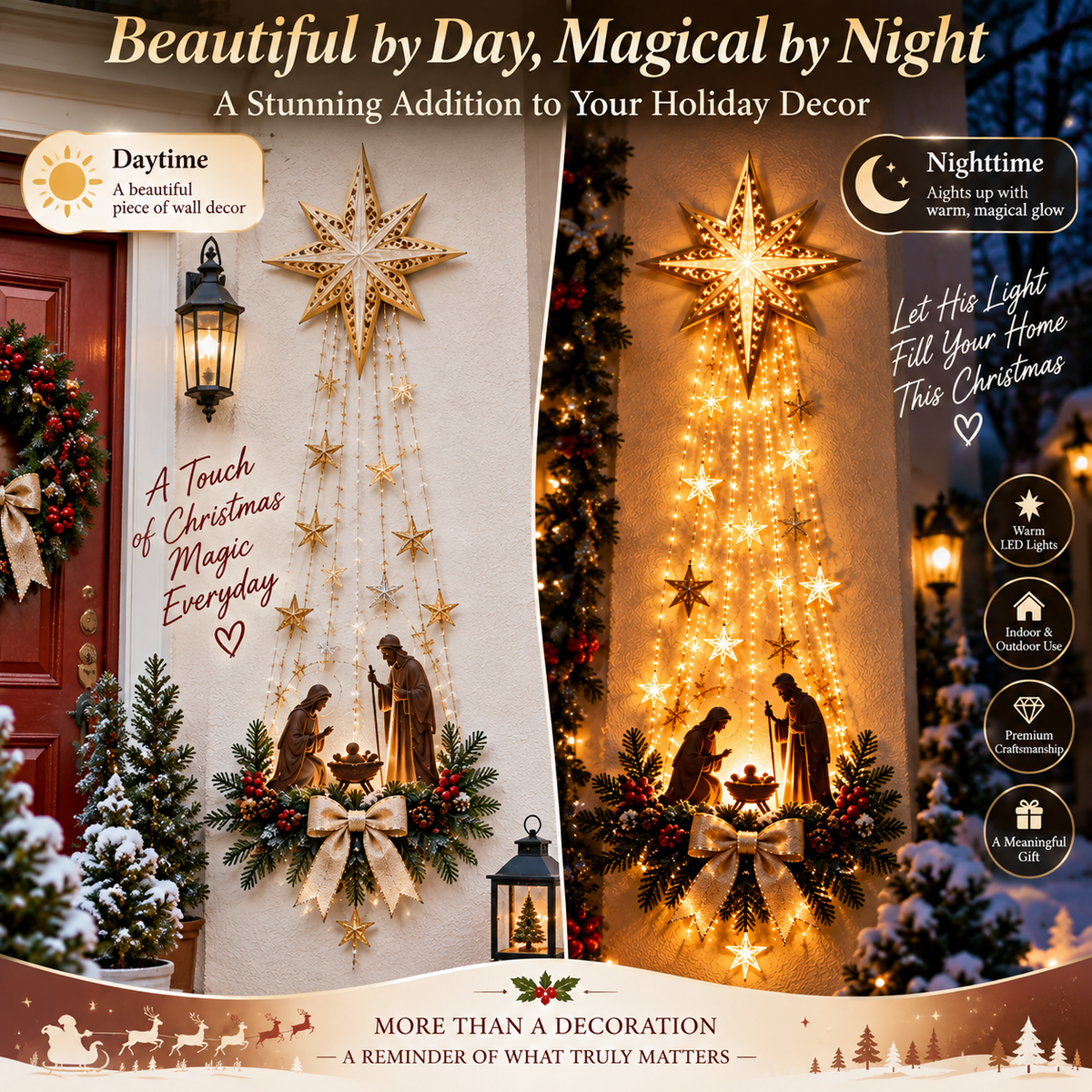 ✨Last Day 49% OFF✨✝️ Bethlehem Star of Faith™ – Lighted Nativity Wall Decor