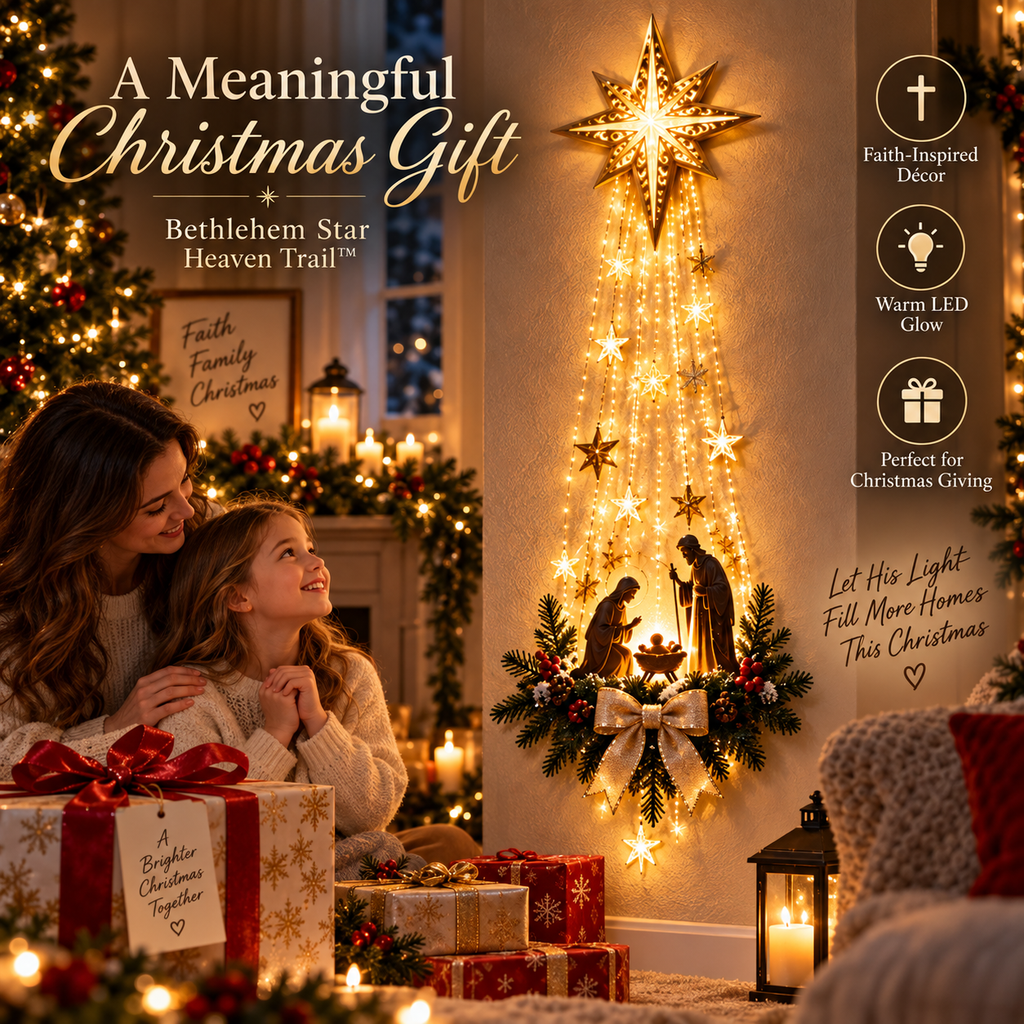 ✨Last Day 49% OFF✨✝️ Bethlehem Star of Faith™ – Lighted Nativity Wall Decor