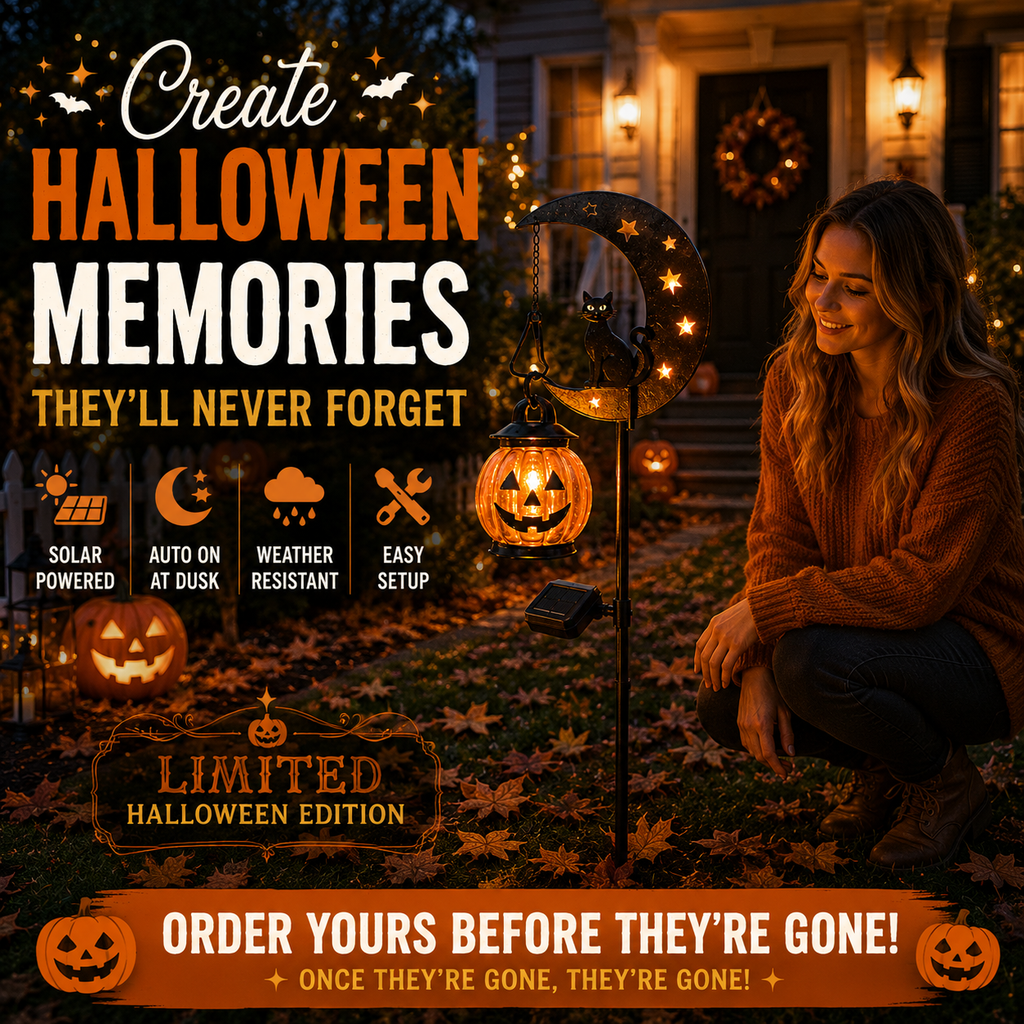 🎃 Pumpkin Moon Solar Garden Light – Halloween & Autumn Outdoor Decoration