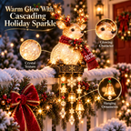 🎄 Lighted Christmas Railing Figurine with Cascading Holiday Lights