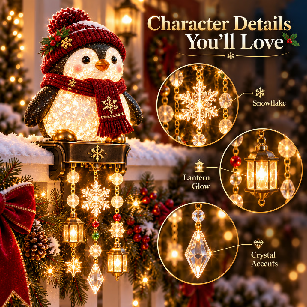 🎄 Lighted Christmas Railing Figurine with Cascading Holiday Lights