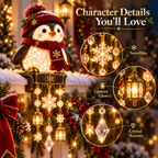 🎄 Lighted Christmas Railing Figurine with Cascading Holiday Lights