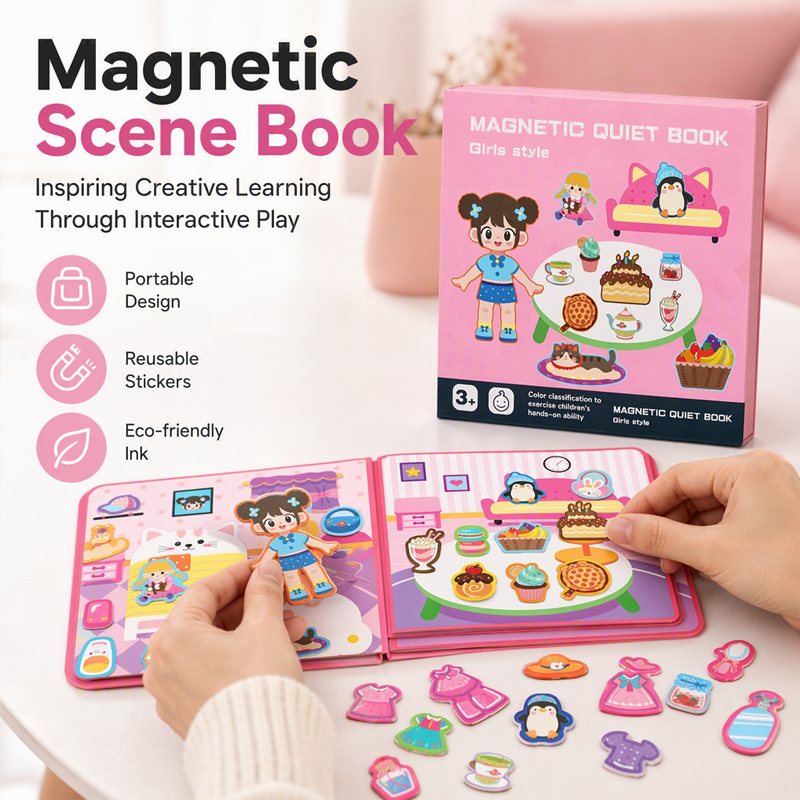🧩  🧒Magnetic Quiet Book – Reusable Screen-Free Activity Book for Kids